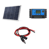 Kit 3m Cabo Solar+placa Painel 50w+controlador+conector 