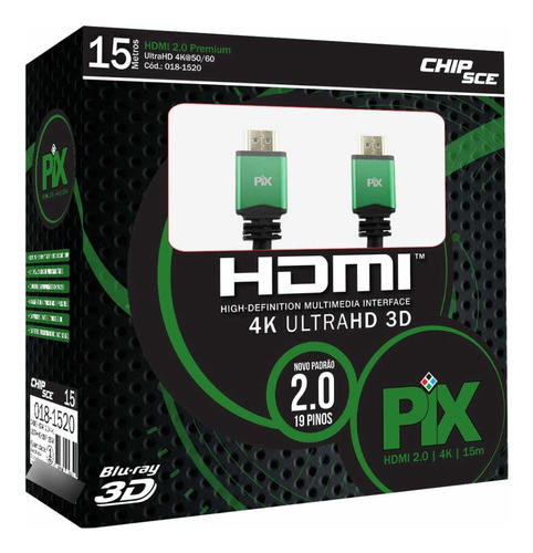 Cabo Hdmi 2.0 4k Ultrahd 19 018-1520, 15 Metros ? Pix