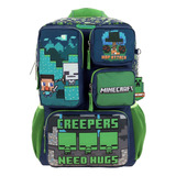 Mochila Chenson Para Niño Minecraft Escolar Mc65897-9 Color Azul Diseño De La Tela Perious