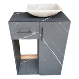 Gabinete Para Baño Negro Carrara Con Ovalin De Marmol