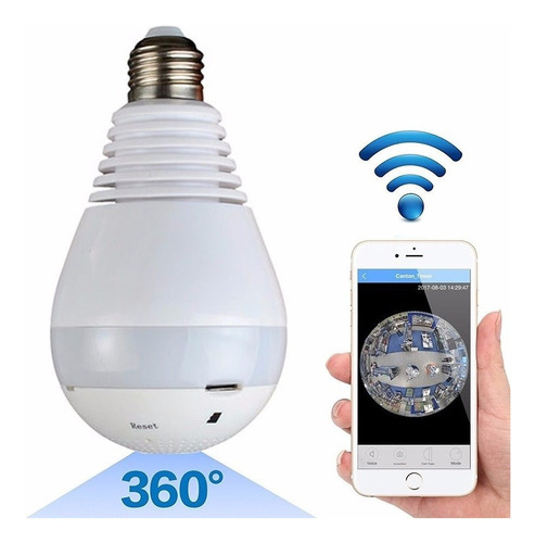 Foco Lámpara Led Cámara Espía 360° Wi-fi + Sonido