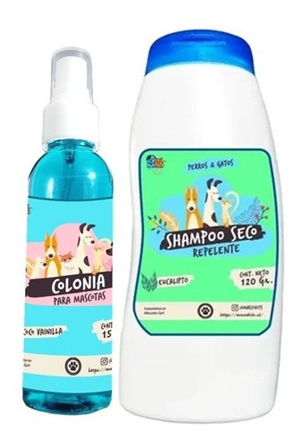 Kit Gatos Shampoo Seco Anti Pulgas + Colonia Coco Vainilla