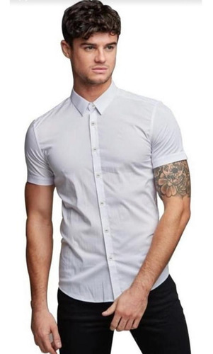 Camisa Hombre Slim Fit Strech Manga Corta Lisa Vanquish Gyk