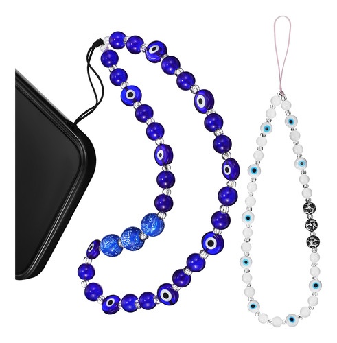 Cadena De Teléfono Móvil Phone Bead Charm Lanyard, 2 Unidade