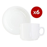 6 Tazas Desayuno Cafe Con Leche Y Plato Porcelana Tsuji 450