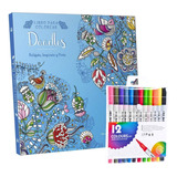 Libro Mandala Doodle + 12 Plumones Doble Punta Fina/gruesa