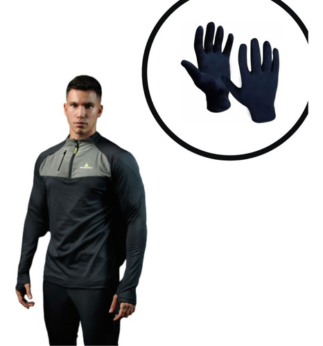 Buzo Lycra Hombre Sin Capucha Bulyu2 +guantes Termicos