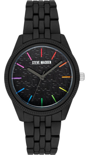 Reloj Steve Madden Dama Correa Acero Color Negro Sm1029bkbk