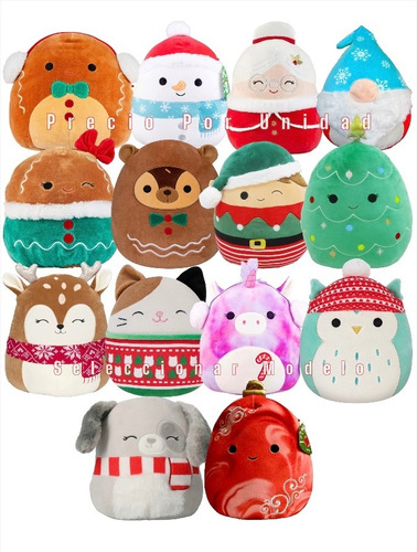 Peluche Squishmallows Kellytoy Navidad Kawaii Suave Original