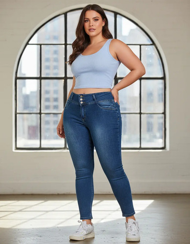 Pantalon De Mezclilla Dama Corte Colombiano Talla Extra S-53
