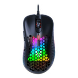 Mouse Gamer Alpha Ultraliviano Usb Rgb 6 Botones Gaming Color Negro