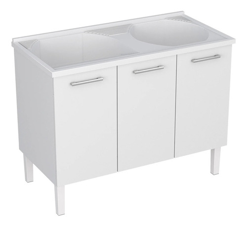 Tanque Com Gabinete - Aço Inox E Mármore - 91,5x1,15x51,6cm