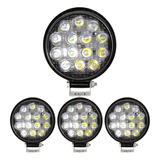 Kit 4 Farol 14 Leds Milha Off Road Redondo 42w Jeep 12v/24v