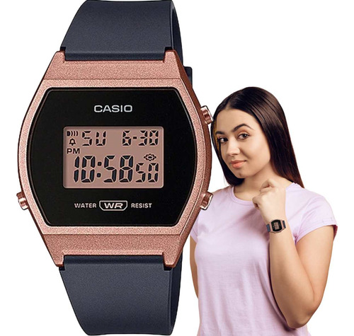 Relógio Casio Feminino Digital Rose Gold Lw-204-1adf