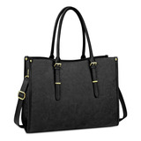 Bolso Cartera De Cuero Porta Computadora 15,6  Negro