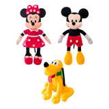 Peluche Mickey Mouse Minnie Mouse Rosa Y Brutus 3 Piezas