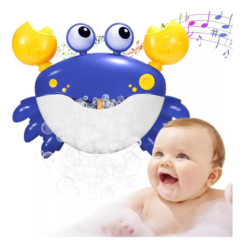 Juguete De Baño Música Juego Máquina Burbujas Cangrejo Niños Color Azul