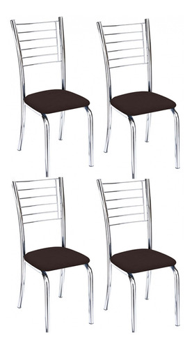 Kit 4 Cadeiras Lara Para Cozinha-corino Marrom-gat Magazine