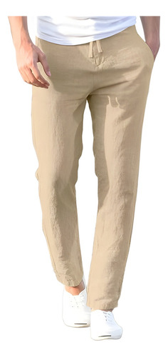 Pantalones Casuales De Lino De Algodón Sueltos Para Hombre