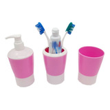 3pzs Niños Kit Accesorios De Baño Cuidado Personal Color Rosa