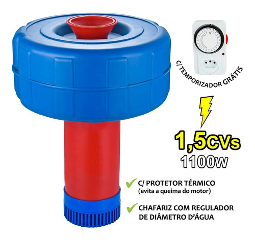 Chafariz Eletrico Para Piscicultura 1,5 Cv Alta Eficiencia Aerador Chafariz Monofásico 1,1 Kw