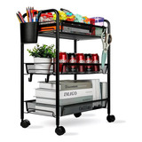 Carrito Organizador Metálico De Cocina 3 Niveles Multiusos