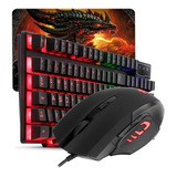 Kit Teclado Semi-mecânico + Mouse Gamer 3200 Dpi + Mouse Pad Cor Do Teclado Preto