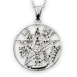 Colgante Tetragramaton Plata Fina 925 + Cadena Plata | M599