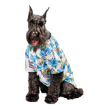 Midlee Camisa Hawaiana De Hibisco Azul Para Perro (talla L).