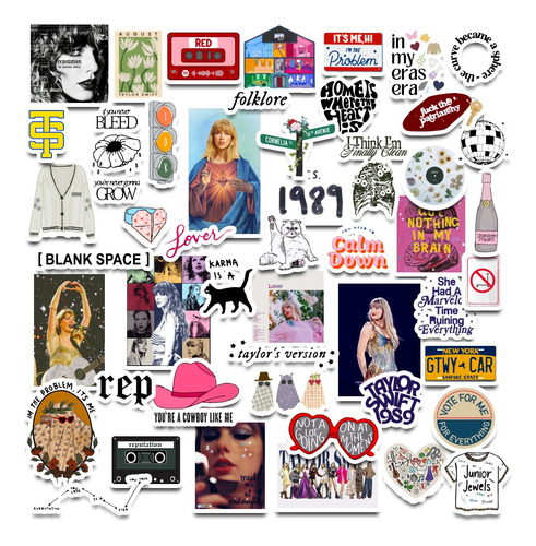 51 Stickers Taylor Swift Calcos Vinilo Termo Stanley Blancos