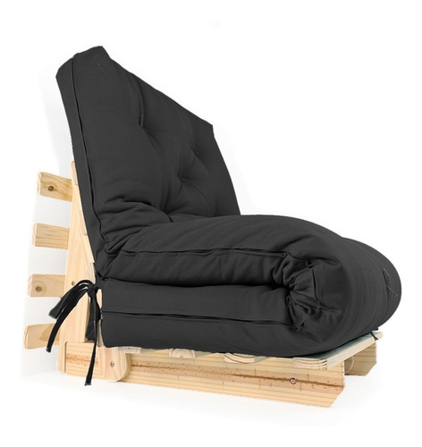 Sofa Cama Solteiro Futon Dobrável Preto