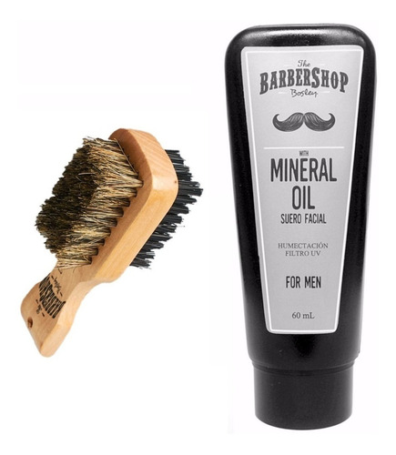 Kit Aceite Mineral Barbershop Filtro Uv+ Cepillo Doble Barba