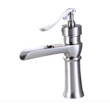 Llave Grifo Monomando Cascada Lavabo Niquel Satinado Gami