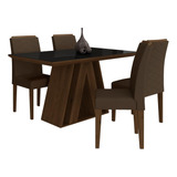 Mesa De Jantar C/vidro Ravena 4 Cadeiras Imb/preto/marr- M A Cor Imbuia/preto/marrom 04