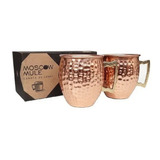 Kit 2 Canecas Moscow Mule Cobre 500 Ml Marteladas C/ Caixa.