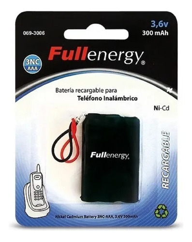 Bateria Fullenergy Para Telefonia 3nc-aaa 3.6v 300ma C/conec