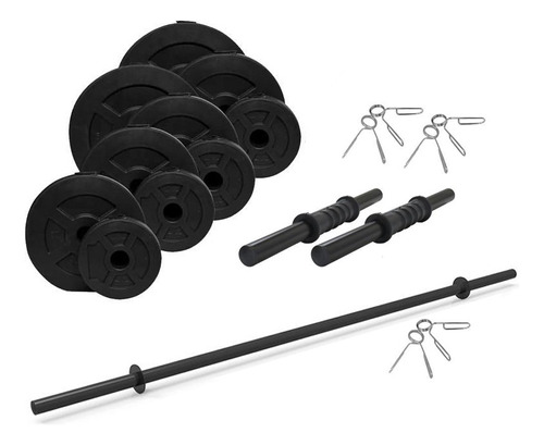 Kit 2 Mancuernas + Barra + 24 Kg. Discos Pesas Pvc Sonnos 