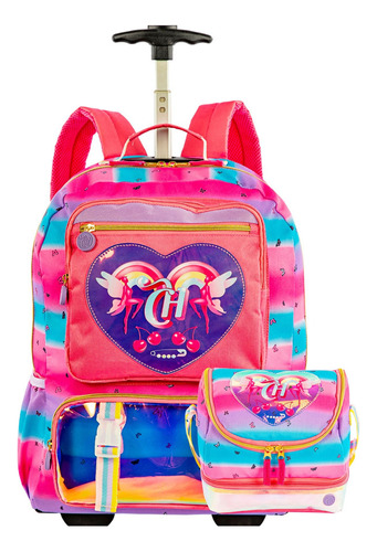 Kit Escolar Capricho Lantejoula Mochila De Rodas + Lancheira