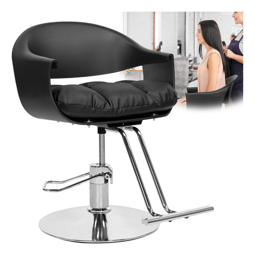 Silla Barbero Sillon Salon Barberia Estetica Ajustable Color Negro Forma De La Base Redonda Tipo De Respaldo Fijo