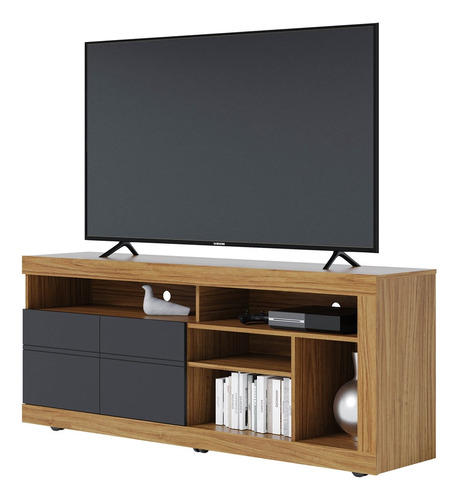 Rack Sala Bancada Tv65  160cm Najara Noce Milano/preto Fosco