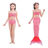 Bañador Niña 3 Piezas Bikini Diseño Cola De Sirena