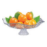 Fruteira De Vidro Com Pé Fixo Para Mesa Decoração Gourmet Cor Verona