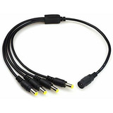 Cable Divisor Dc 2pcs 1.3ft 1 A 4 Macho 5.5mm X 2.1mm, Negro