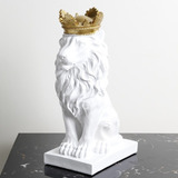 1 Estatua Luxo Leão Com Coroa Decoração 3 Cores