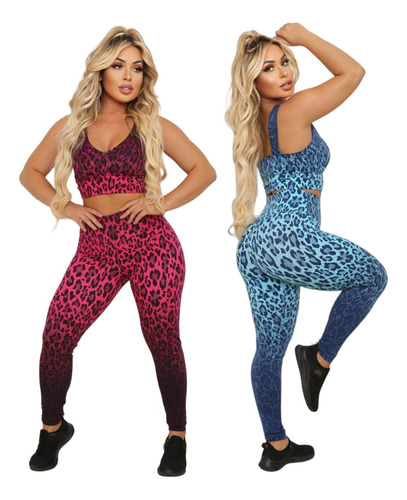 Kit 2 Conjunto Academia Feminino Legging Top Com Bojo Oferta