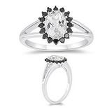 Vogati 0,25 Cts Negro Diamante Y 1.80 Anillo Cluster Cts Top