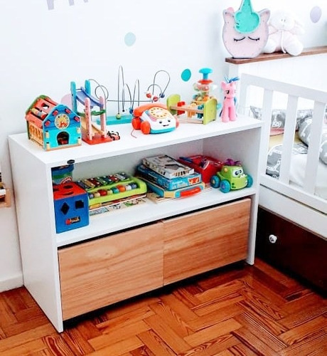 Mueble Organizador De Juguetes Baules Con Ruedas Montessori 