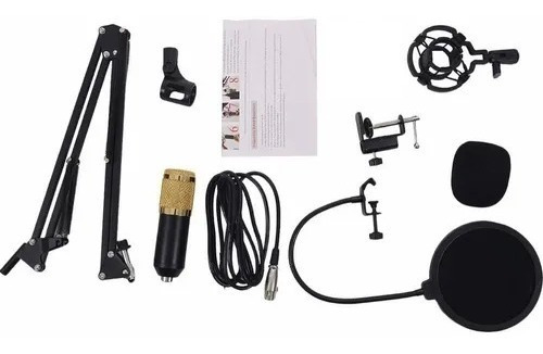 Kit Microfone Condenser Profissional Bm-800 + Pop Shield