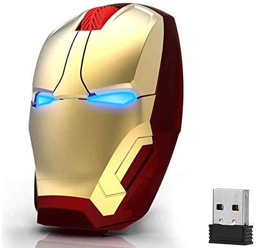 Ratón Ergonómico Para Pc, Inalambrico | Iron Man/dorado