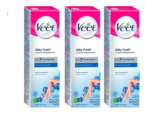 Crema Depilatoria Veet Corporal Piel Sensible 100ml 3 Piezas